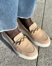 Unisa Finday Slip On Loafer Suede Leather Beige thumbnail