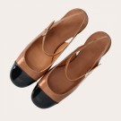 Billi Bi A6067 Slingback Heel Pump Light Brown Patent Leather With Black Patent Toe thumbnail