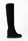 Bukela London Long Wedge Boots Black Suede thumbnail