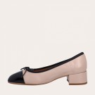 Billi Bi A6050 Beige Nappa Leather Heel Ballerina With Black Patent Toe thumbnail