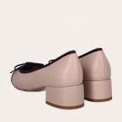 Billi Bi A6050 Beige Nappa Leather Heel Ballerina With Black Patent Toe thumbnail