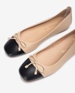 UNISA BELLE CONTRASTING SQUARE TOE BALLERINA SKIN/BLACK thumbnail