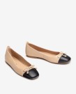 UNISA BELLE CONTRASTING SQUARE TOE BALLERINA SKIN/BLACK thumbnail